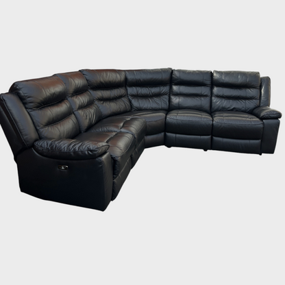 Jacque Dfs Full Leather Black Electric Recliner Corner Sofa & Swingle Chair RRP £3448