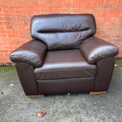 Brown Leather 3+1 Seater Sofa Set with Footrest