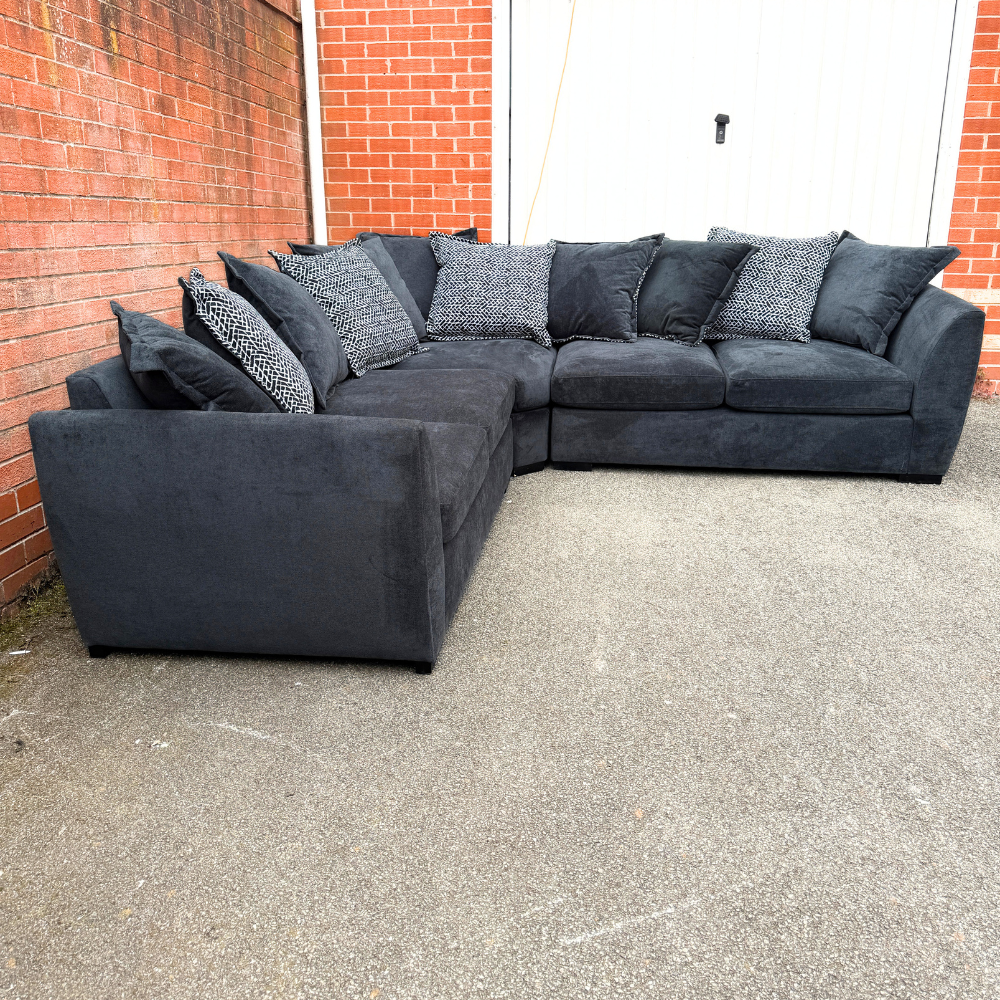 Ex-Display DFS "Loleta" Corner Sofa in Grey Crushed Velvet | RRP £1339