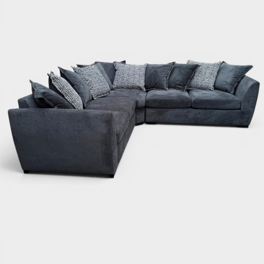 Ex-Display DFS "Loleta" Corner Sofa in Grey Crushed Velvet | RRP £1339