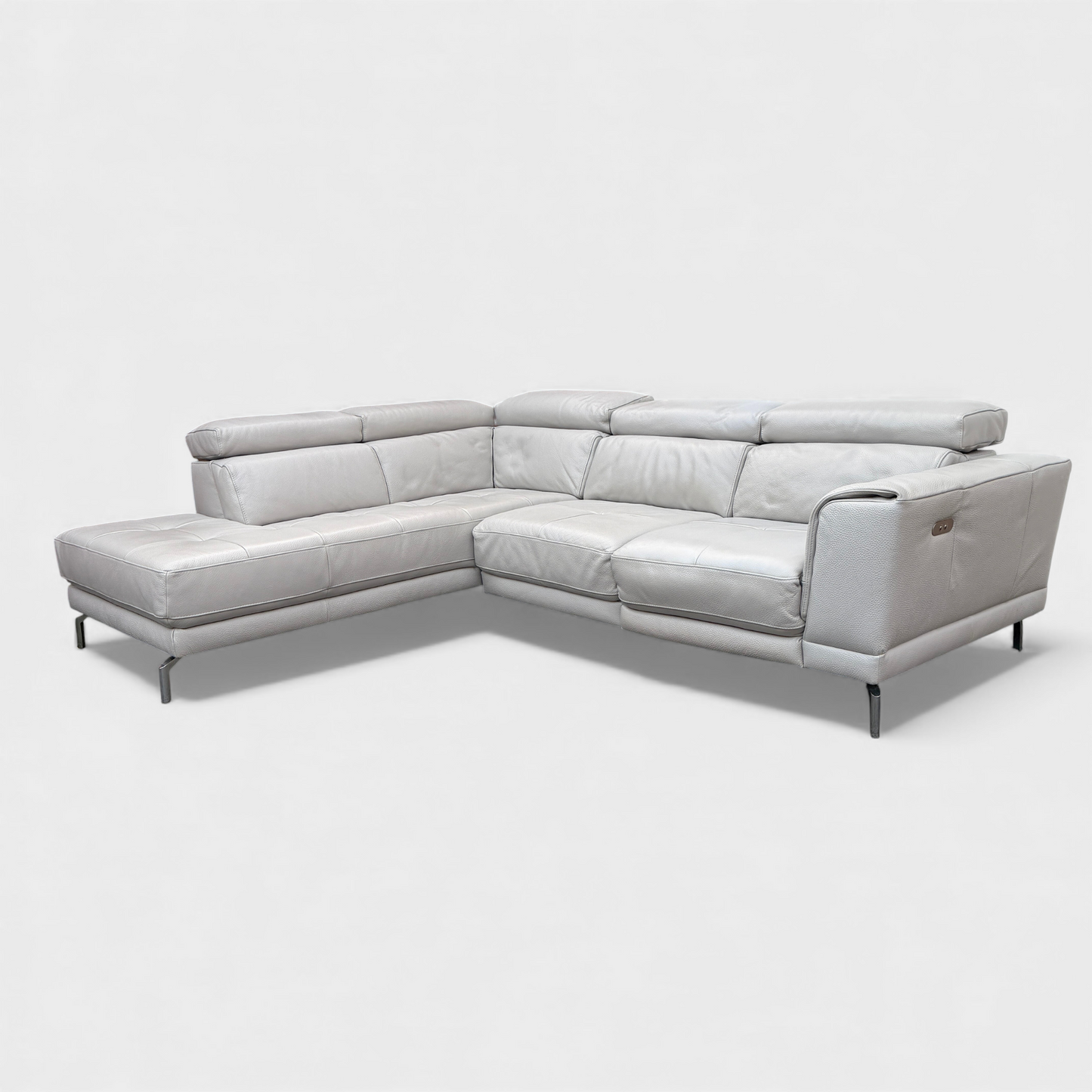 DFS Milano L-Shaped Electric Recliner Corner Sofa- Genuine Ivory Leather