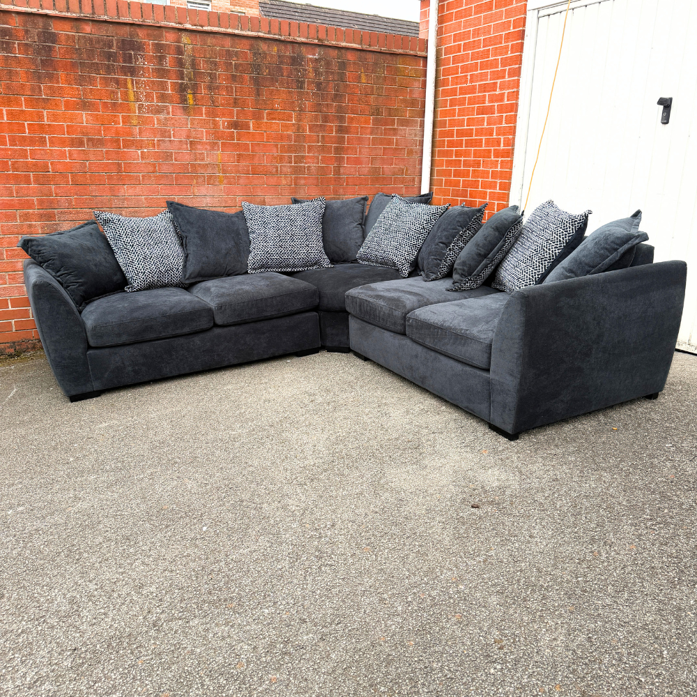 Ex-Display DFS "Loleta" Corner Sofa in Grey Crushed Velvet | RRP £1339