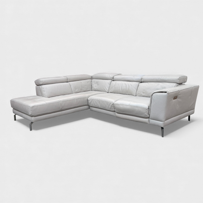 DFS Milano L-Shaped Electric Recliner Corner Sofa- Genuine Ivory Leather