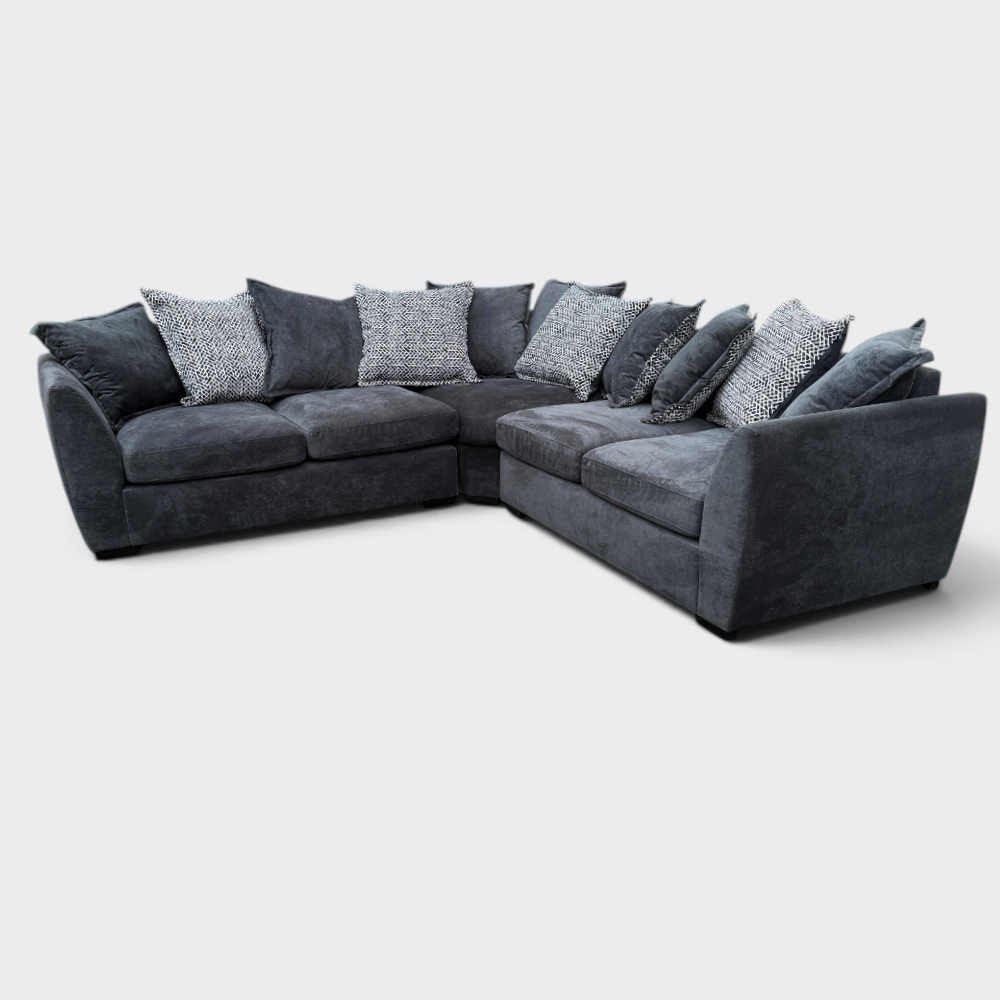 Ex-Display DFS "Loleta" Corner Sofa in Grey Crushed Velvet | RRP £1339