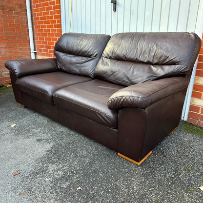 Brown Leather 3+1 Seater Sofa Set with Footrest