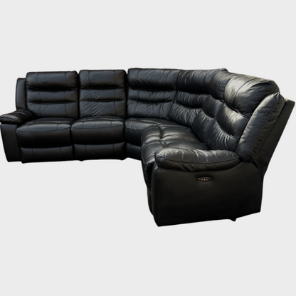 Jacque Dfs Full Leather Black Electric Recliner Corner Sofa & Swingle Chair RRP £3448