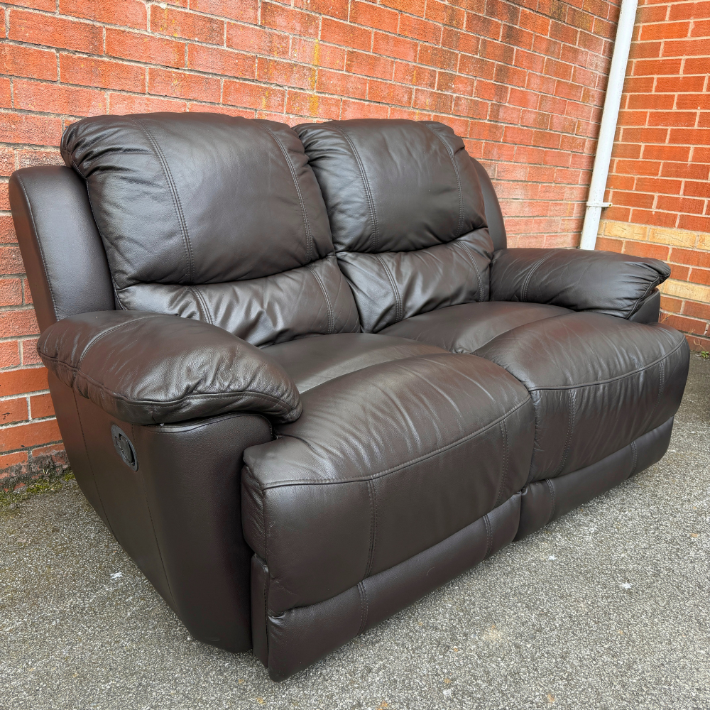 DFS classic 3+2 Seater Sofa Set - Manual Recliners - Genuine Brown Leather