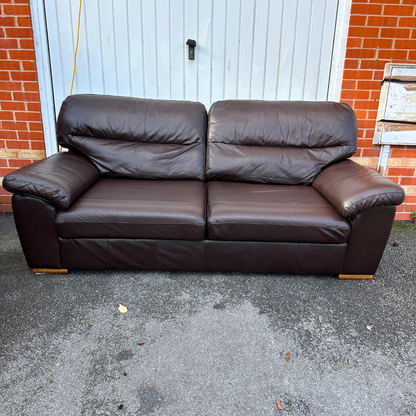 Brown Leather 3+1 Seater Sofa Set with Footrest