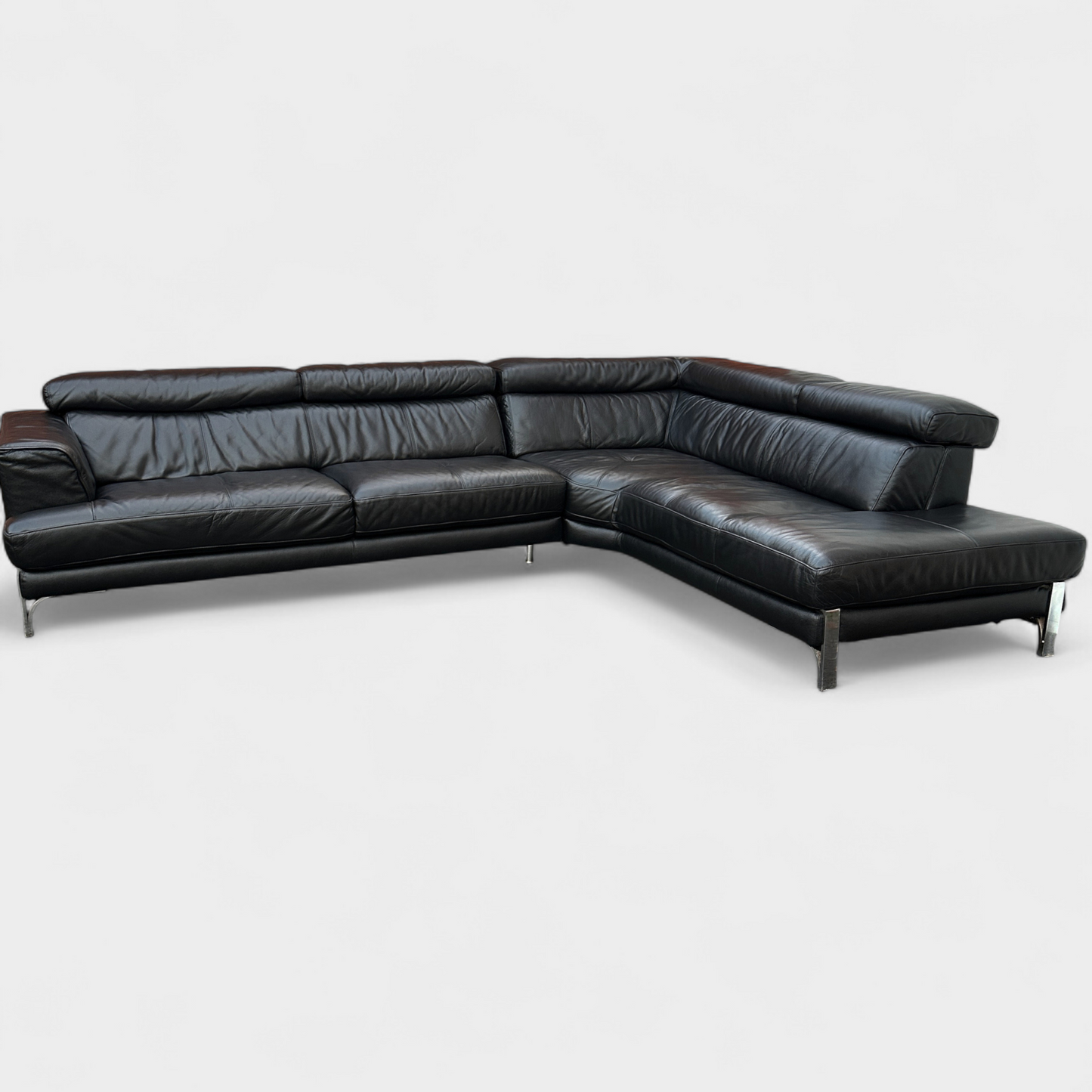 Dfs Full Genuine Black Leather Corner Sofa | RRP over £3000