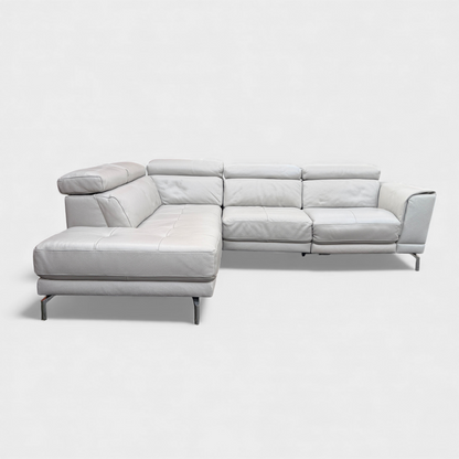 DFS Milano L-Shaped Electric Recliner Corner Sofa- Genuine Ivory Leather