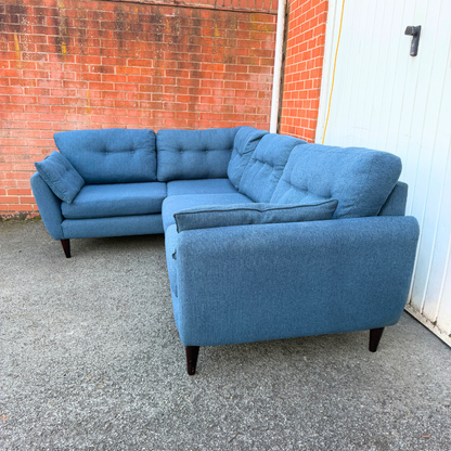 Excellent Condition DFS 5 Seater Corner Sofa-Sky Blue Fabric