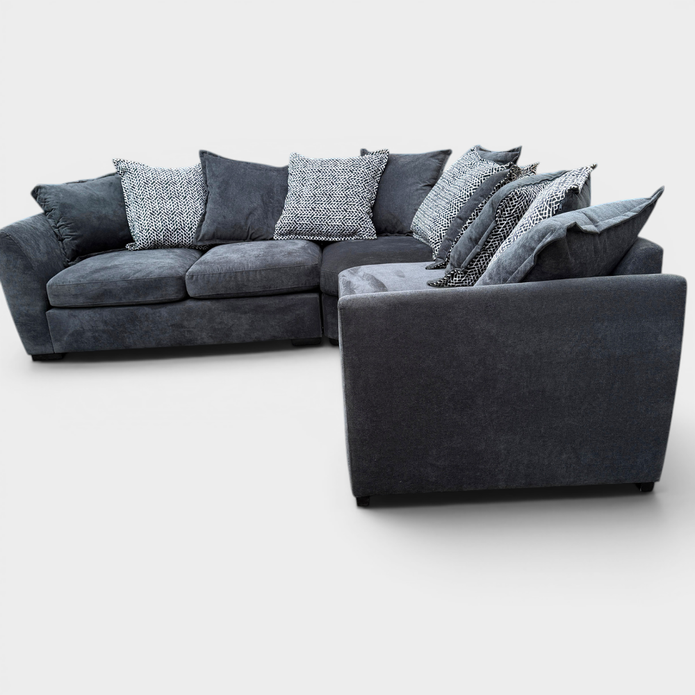 Ex-Display DFS "Loleta" Corner Sofa in Grey Crushed Velvet | RRP £1339