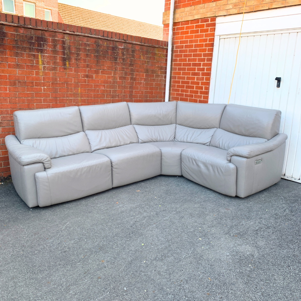 DFS Ex-Display-Never Used Electric Recliner Corner Sofa in Grey Leather