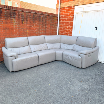 DFS Ex-Display-Never Used Electric Recliner Corner Sofa in Grey Leather