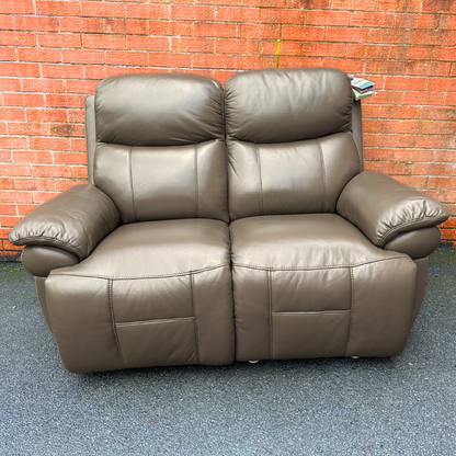 DFS Ex-Display Genuine Camel Brown Leather 3+2 Seater Sofa Suite with Electric Headrest & Recliners