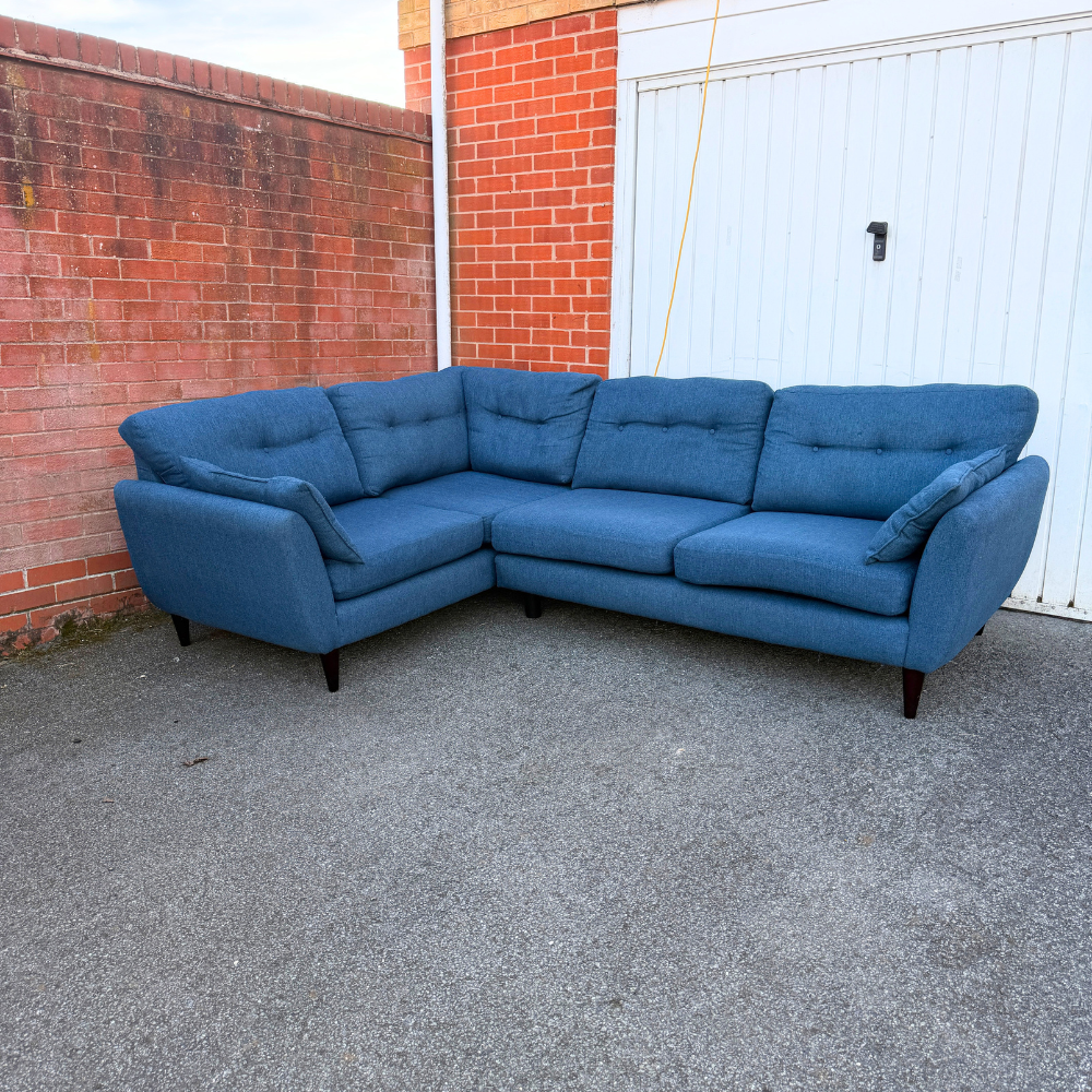 Excellent Condition DFS 5 Seater Corner Sofa-Sky Blue Fabric