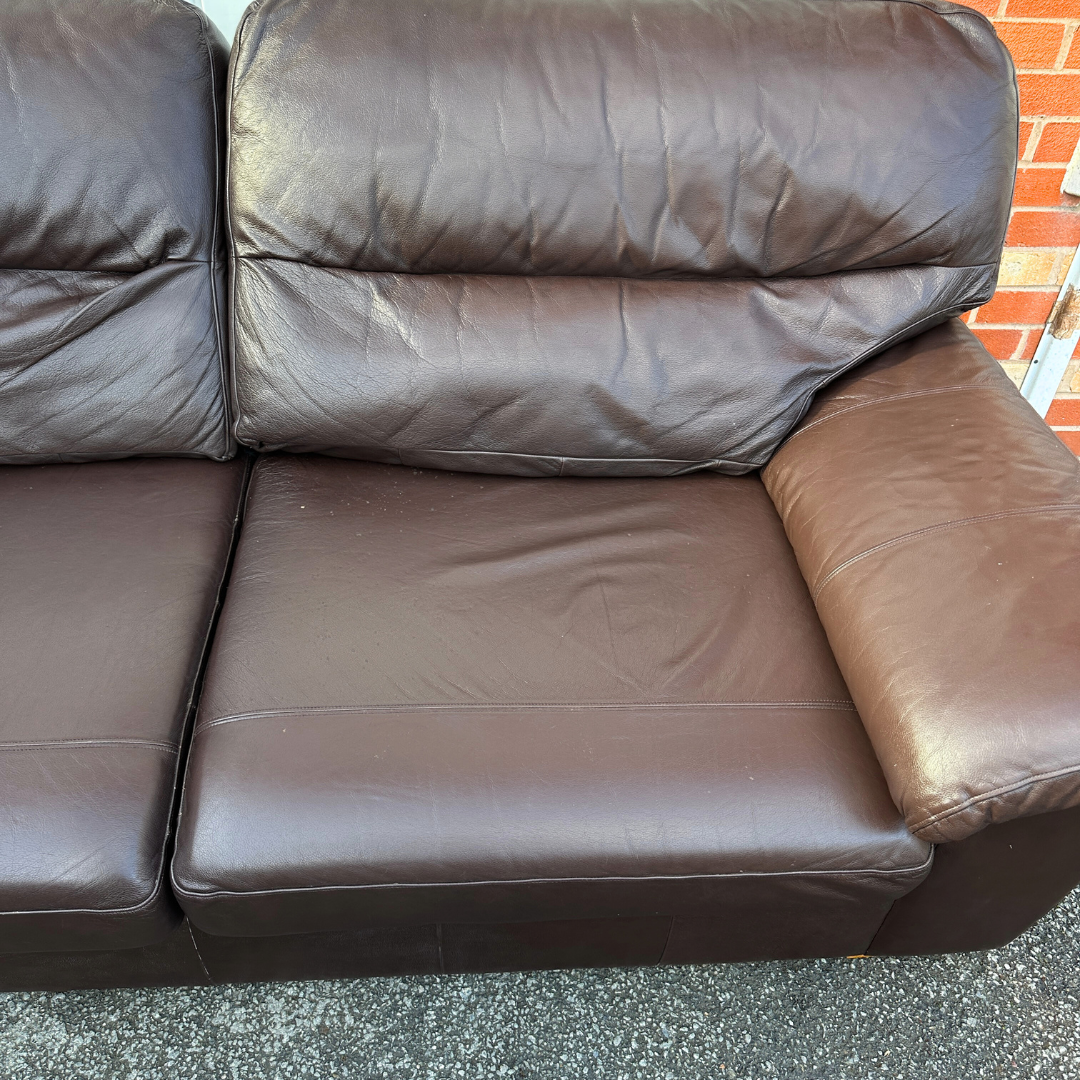 Brown Leather 3+1 Seater Sofa Set with Footrest