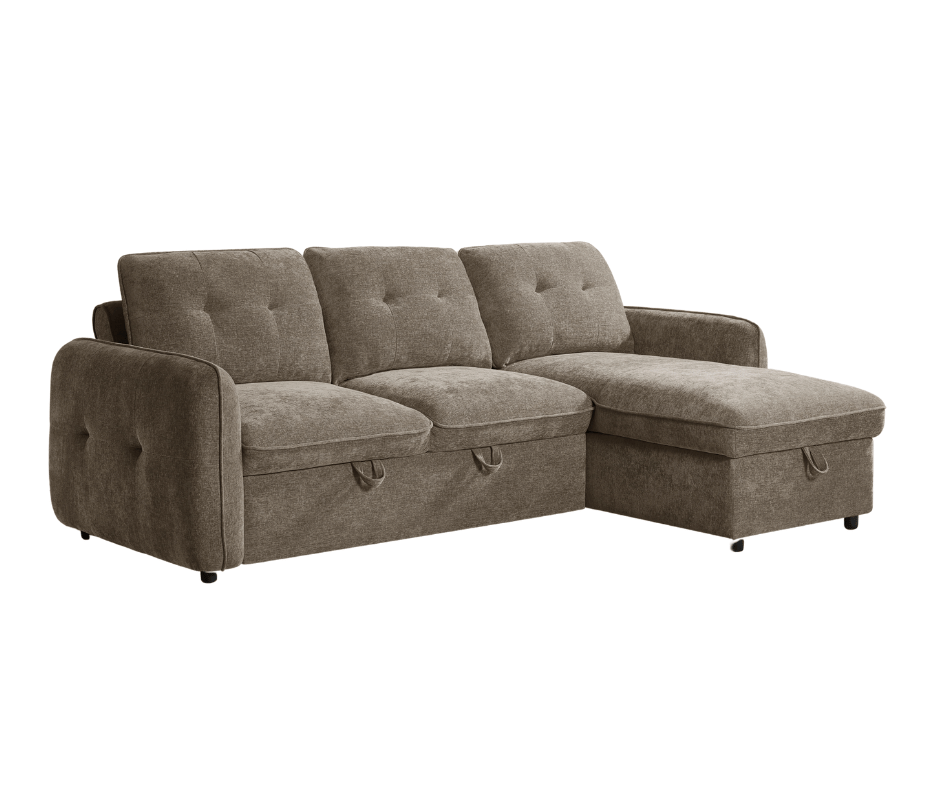 The Alvero Collection | Brown L Shape Corner Sofabed
