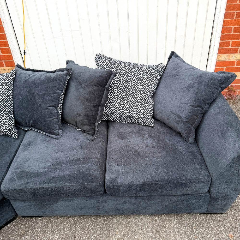 Ex-Display DFS "Loleta" Corner Sofa in Grey Crushed Velvet | RRP £1339