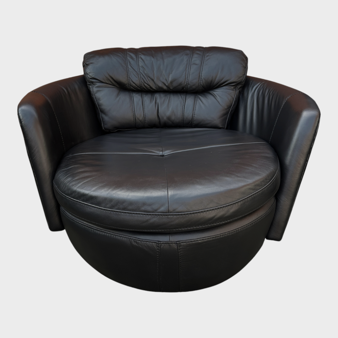 Jacque Dfs Full Leather Black Electric Recliner Corner Sofa & Swingle Chair RRP £3448