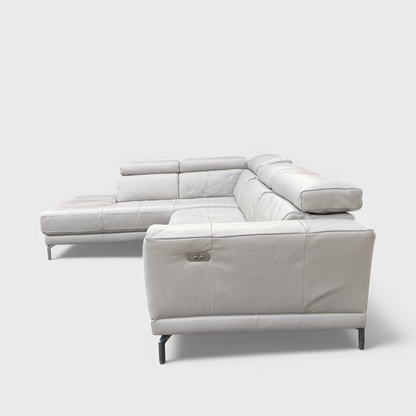 DFS Milano L-Shaped Electric Recliner Corner Sofa- Genuine Ivory Leather