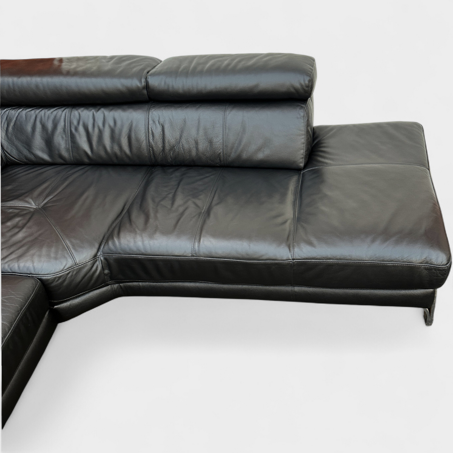 Dfs Full Genuine Black Leather Corner Sofa | RRP over £3000
