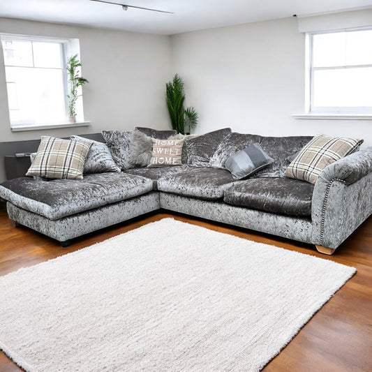 Ex-Display DFS Xara Corner Sofa - Crushed Velvet Upholstery