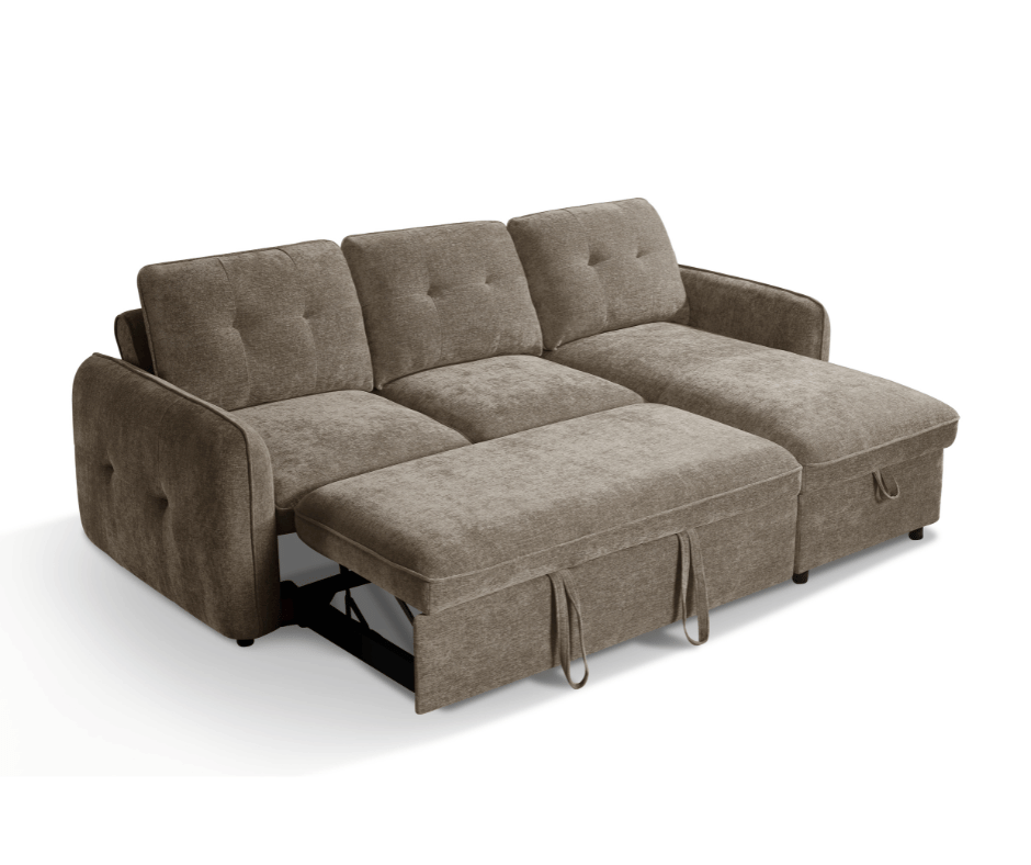 The Alvero Collection | Brown L Shape Corner Sofabed