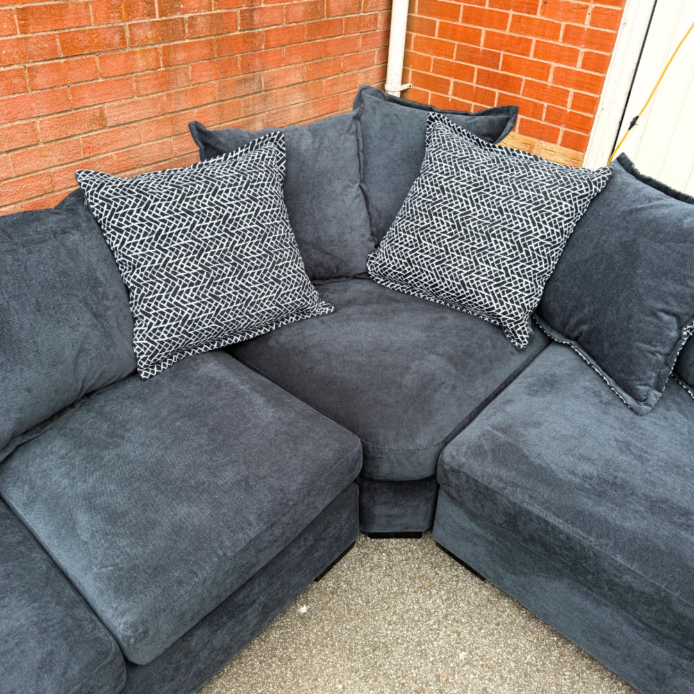 Ex-Display DFS "Loleta" Corner Sofa in Grey Crushed Velvet | RRP £1339