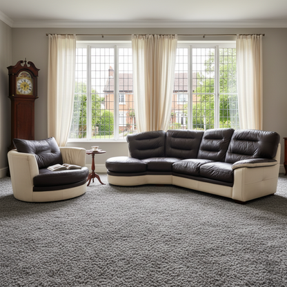 Dfs 5/6 Seater Corner Sofa & FREE Swivel Chair - Brown/Cream Leather