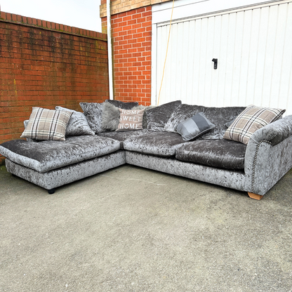 Ex-Display DFS Xara Corner Sofa - Crushed Velvet Upholstery