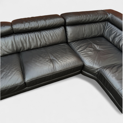 Dfs Full Genuine Black Leather Corner Sofa | RRP over £3000