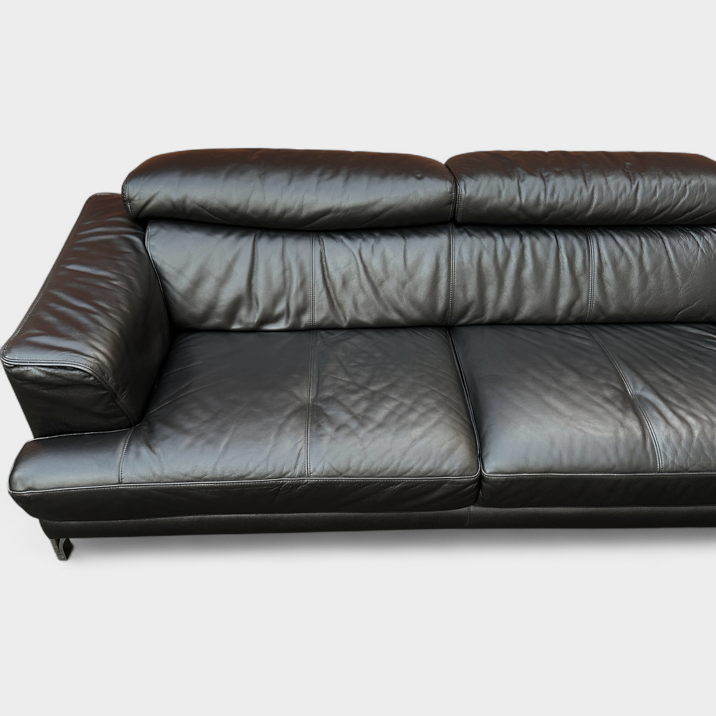 Dfs Full Genuine Black Leather Corner Sofa | RRP over £3000