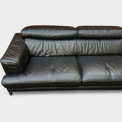 Dfs Full Genuine Black Leather Corner Sofa | RRP over £3000