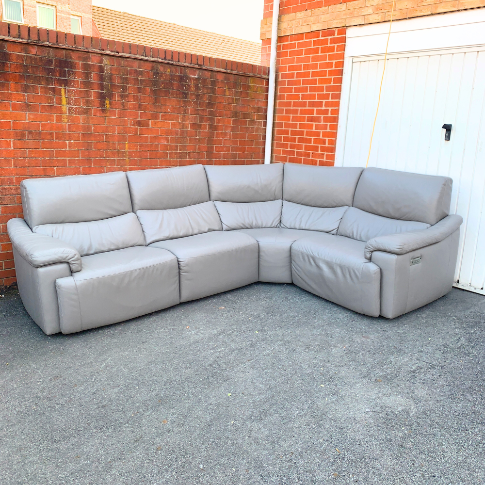 DFS Ex-Display-Never Used Electric Recliner Corner Sofa in Grey Leather