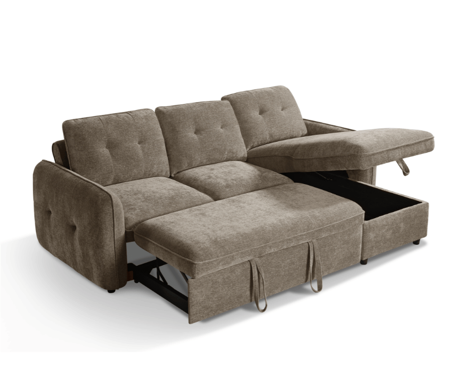 The Alvero Collection | Brown L Shape Corner Sofabed