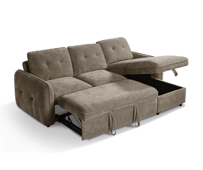 The Alvero Collection | Brown L Shape Corner Sofabed