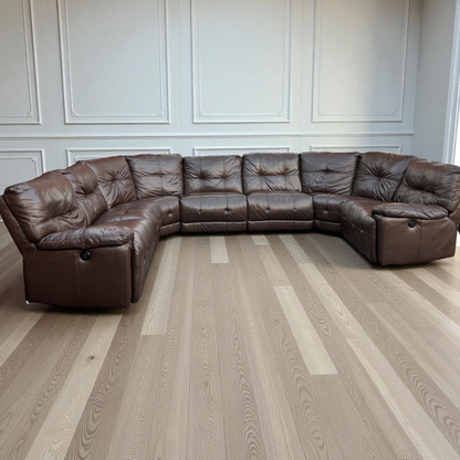 DFS Brown Leather Modular Corner Sofa with 4 Seater Electric Recliners  | RRP over £3000