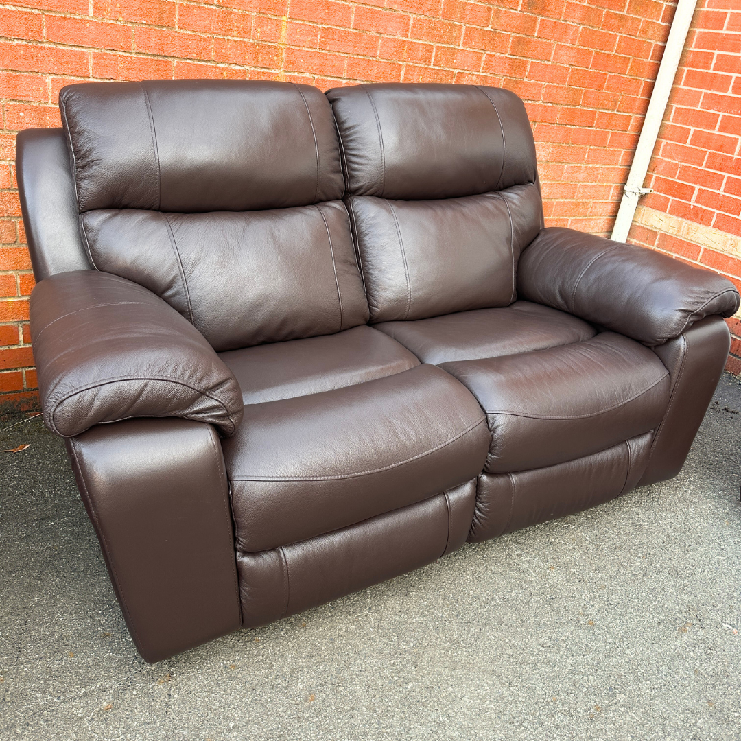 DFS Ex-Display-Never Used! 3+2+1 Seater Sofa Suite - Manual Recliners in Genuine Brown Leather