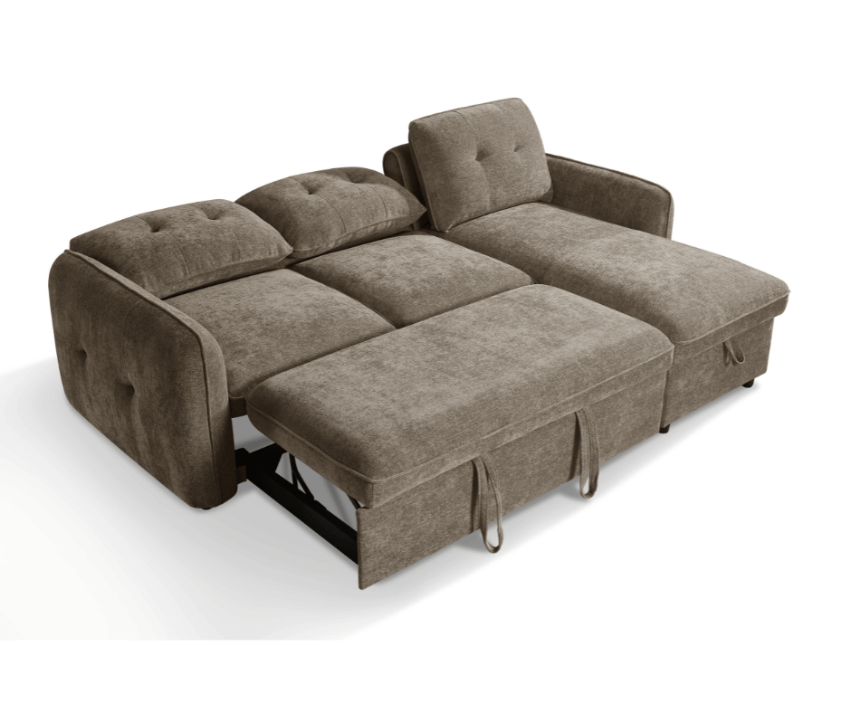 The Alvero Collection | Brown L Shape Corner Sofabed