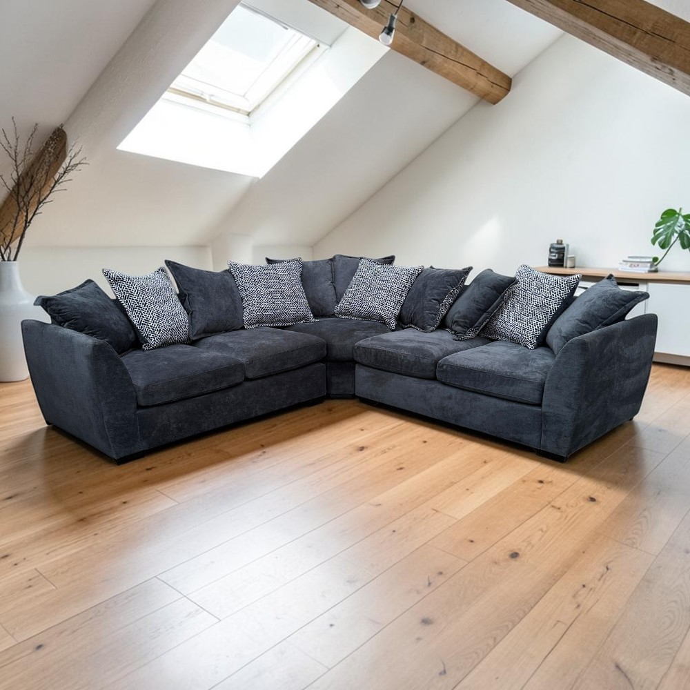 Ex-Display DFS "Loleta" Corner Sofa in Grey Crushed Velvet | RRP £1339