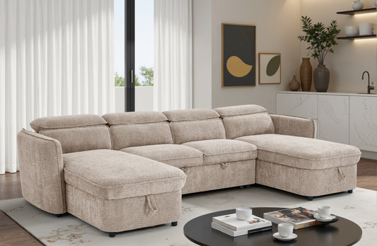 The Luvanto Collection | Beige U Shape Corner Sofabed