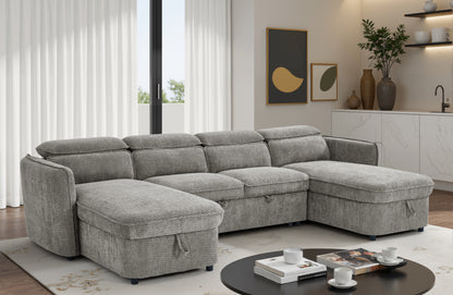 The Luvanto Collection | Grey U Shape Corner Sofabed
