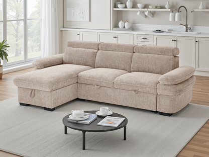 The Ravello Collection | Beige L Shape Corner Sofabed
