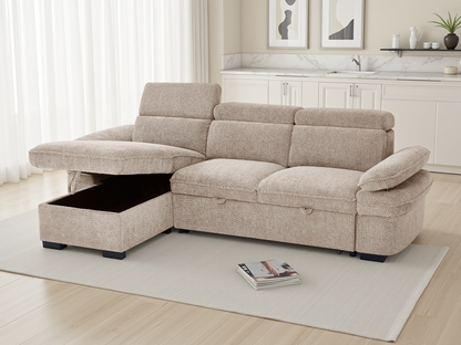 The Ravello Collection | Beige L Shape Corner Sofabed