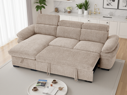 The Ravello Collection | Beige L Shape Corner Sofabed