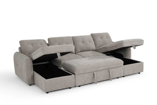 The Alvero Collection | Beige U Shape Corner Sofabed