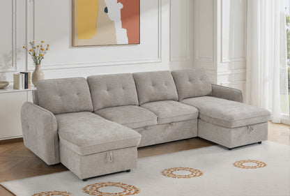 The Alvero Collection | Beige U Shape Corner Sofabed