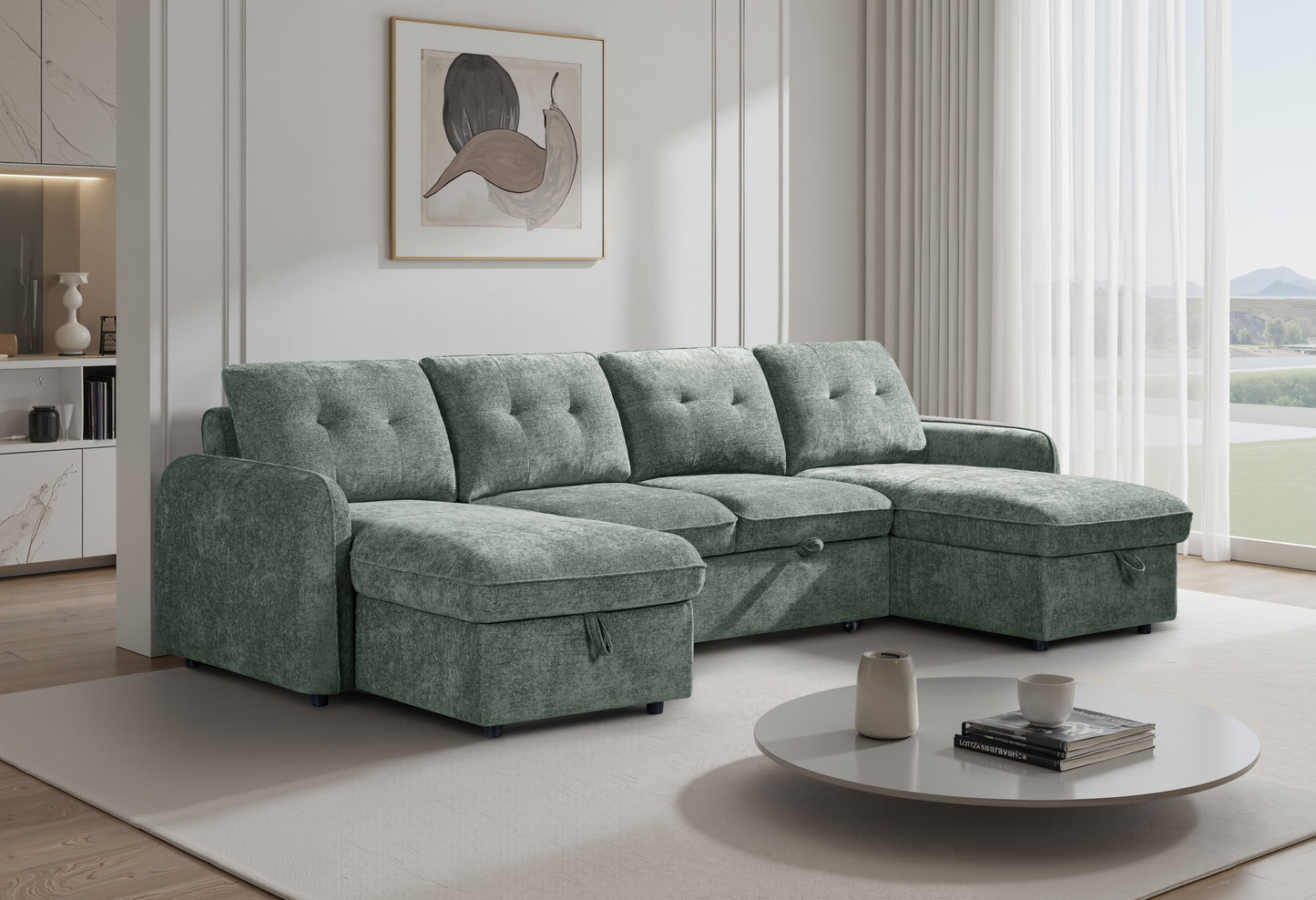 The Alvero Collection | Matcha U Shape Corner Sofabed