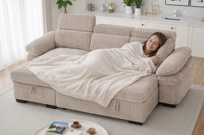 The Ravello Collection | Beige L Shape Corner Sofabed